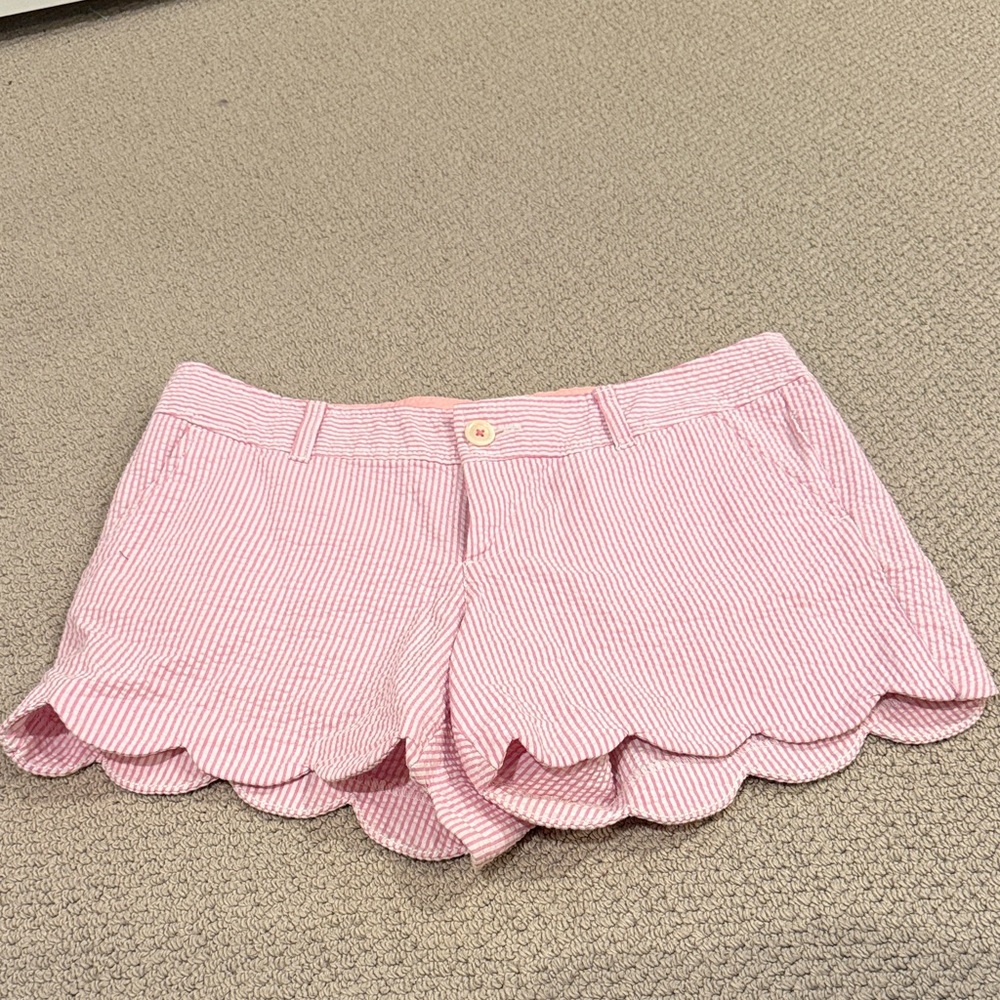 Lilly Pulitzer Pink Striped Scallop Hem Shorts